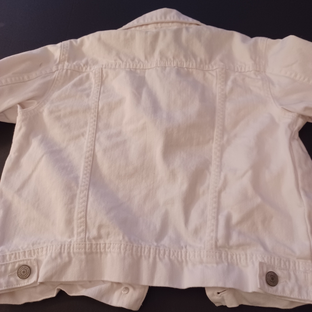 Free people White Denim Jean Jacket XS Metal Buttons Short - Picture 6 of 8